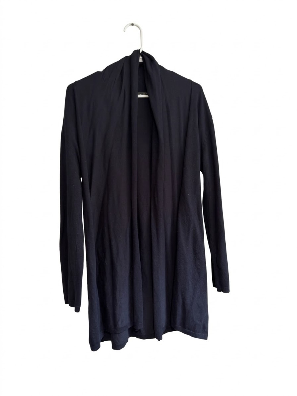 Zara Knit Navy Blue Open Front Drape Cascade Cardigan Tie Back XL